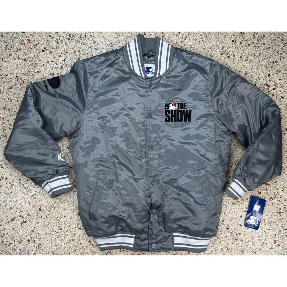 Starter G-III Vtg Rare MLB The Show San‎ Diego Studio Gray Satin Jacket Size L